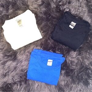 BUNDLE: 3 Gildan Long Sleeve Tees - Light Pink, Black, Royal Blue